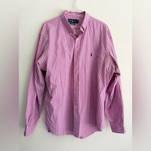 Ralph Lauren Classic Fit XL men’s long sleeve button up down shirt pink blue